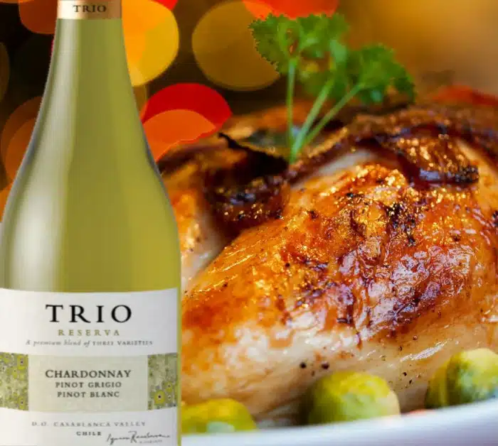 vinho branco e aves