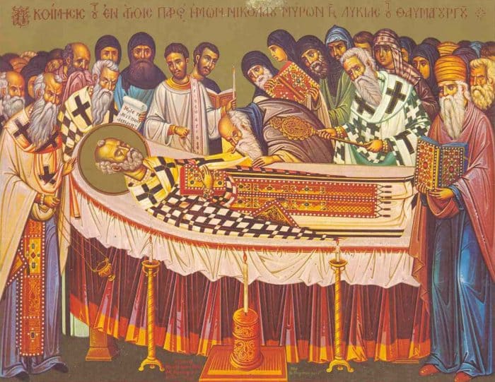 Imagem do enterro de São Nicolau, o Papai Noel