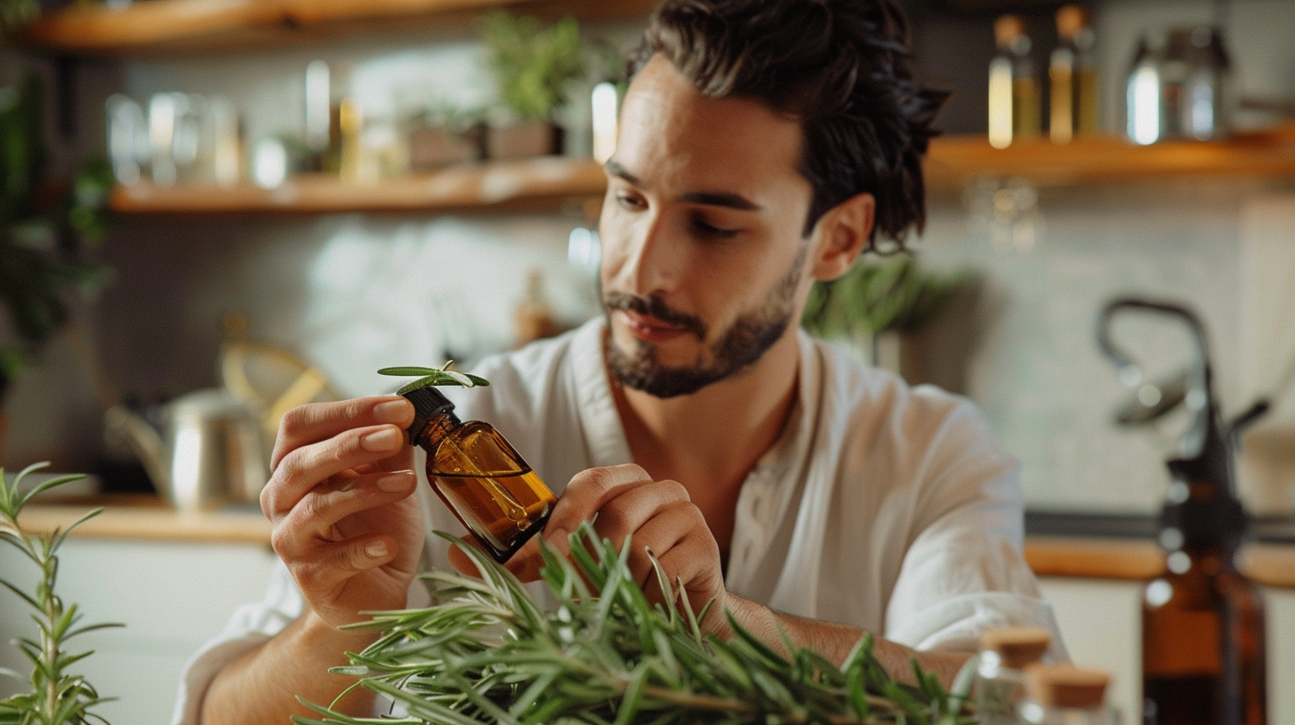 Óleos essenciais para barba e cabelo masculino