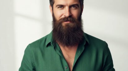 Barba comprida masculina cuidada