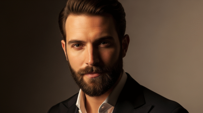 Homem com barba italiana clássica e bem delineada