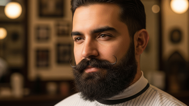 Homem com barba e bigode estilo mexicano