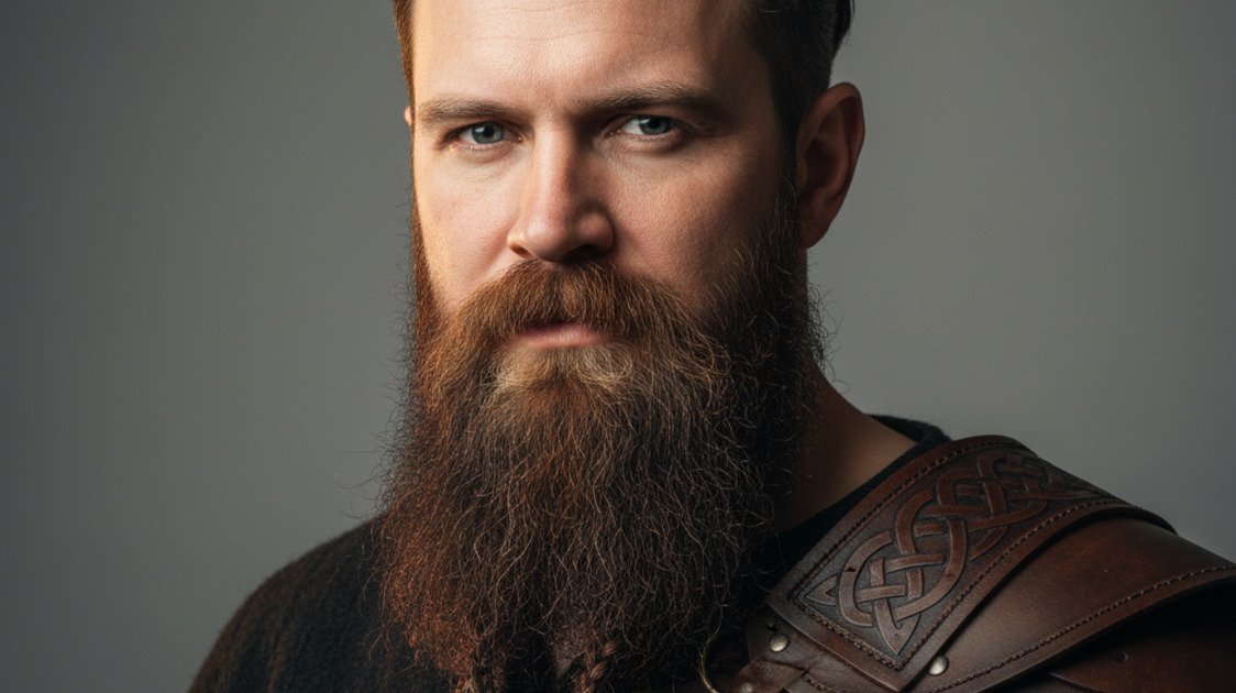Homem com barba viking ducktail bem estilizada
