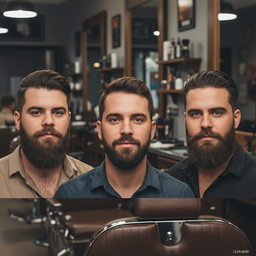 Barba degradê aplicada em diferentes formatos de rosto masculinos