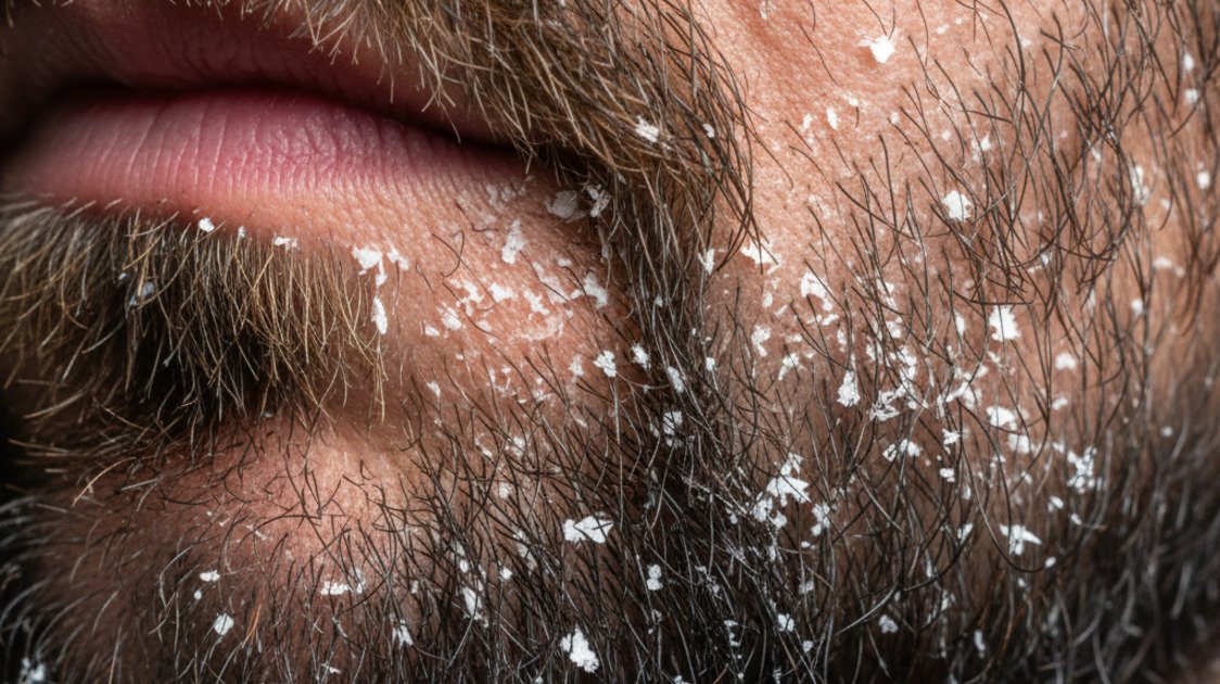 Pele seca e descamação na região da barba