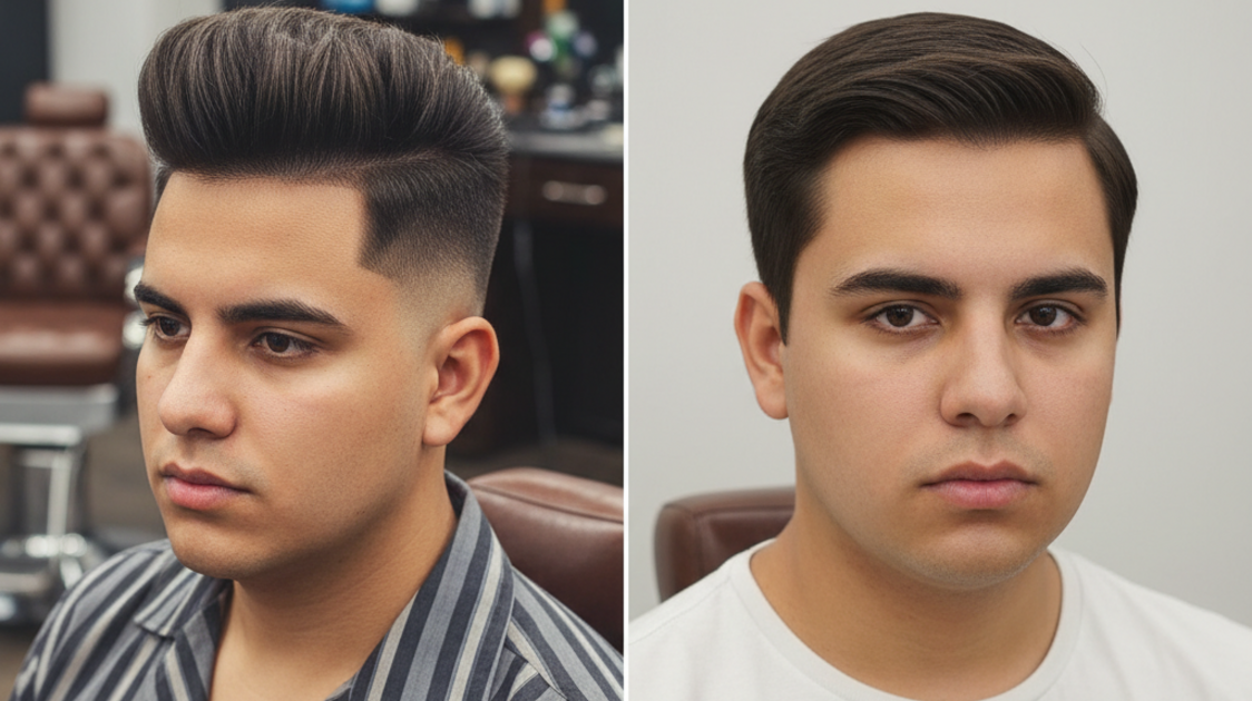 Corte degradê alto para rosto redondo masculino