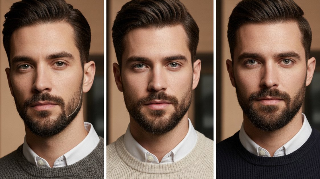 Estilos de barba fina masculina — barba desenhada, contorno e barba curta delineada