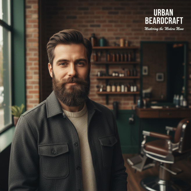 Homem elegante com barba de tamanho médio bem cuidada e alinhada no rosto