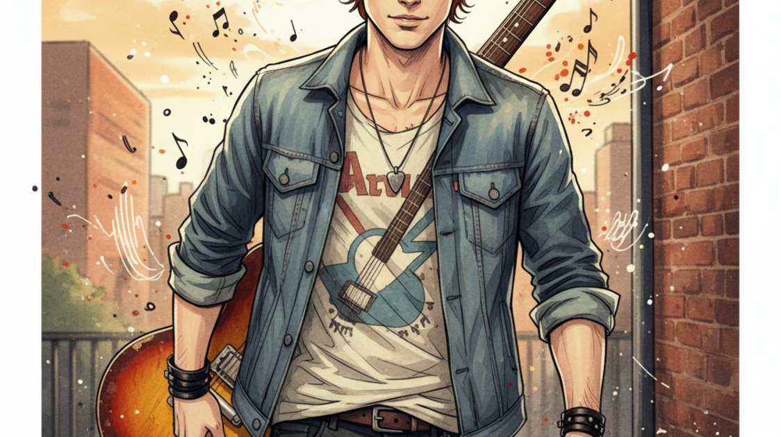 Músico ruivo estilo Ed Sheeran