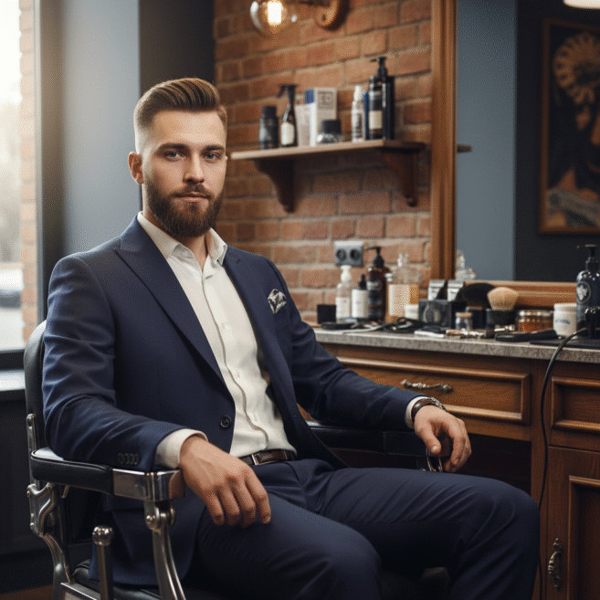 homem com cabelo e barba degradê