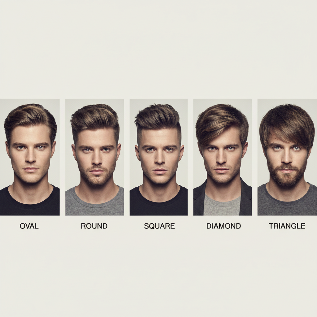 Guia visual dos formatos de rosto masculino e cortes ideais