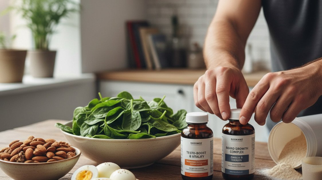 Alimentos e suplementos para crescimento da barba