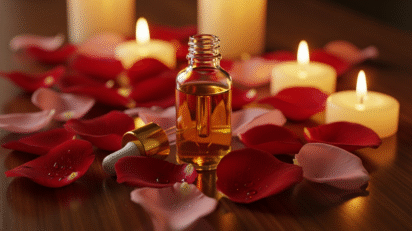 Óleo essencial afrodisíaco masculino — ambiente romântico