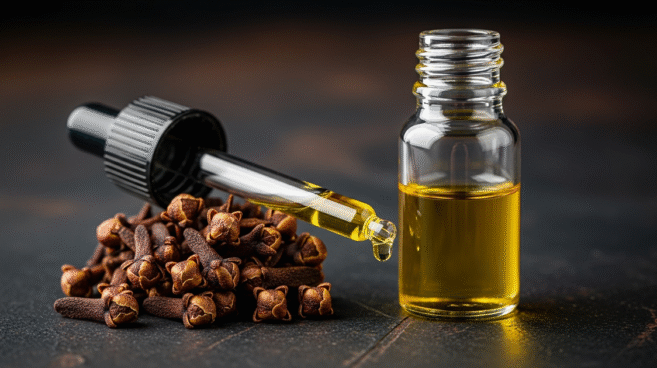 Óleo essencial de cravo — clavo e frasco