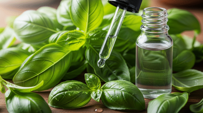 Óleo essencial de manjericão — erba aromática