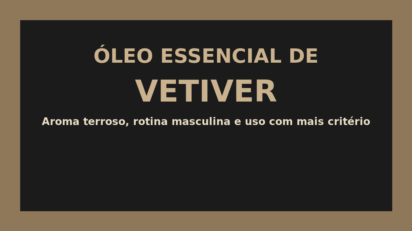 Arte de capa sobre óleo essencial de vetiver em estética masculina