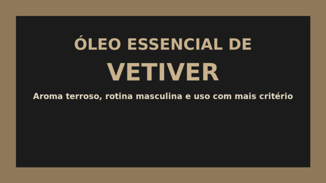 Arte de capa sobre óleo essencial de vetiver em estética masculina