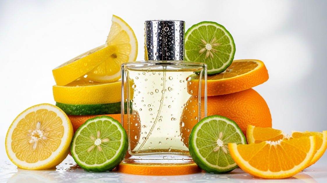 Perfume masculino cítrico com notas de bergamota e limão