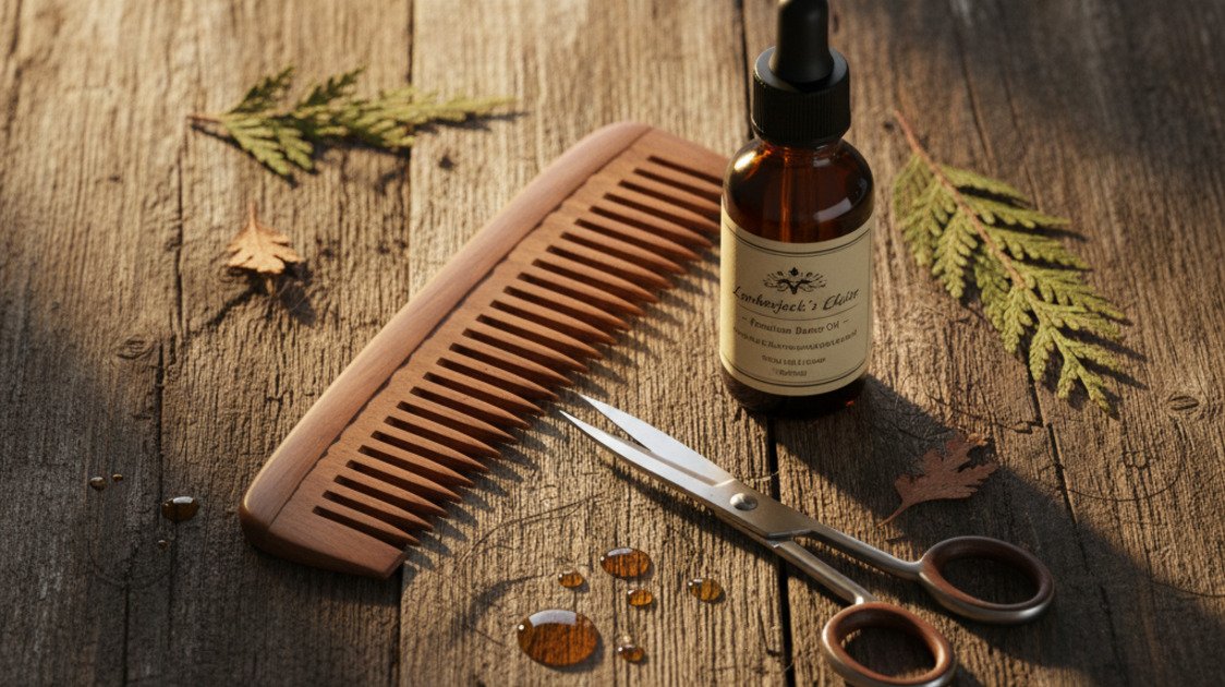 Pente e acessórios para barba comprida