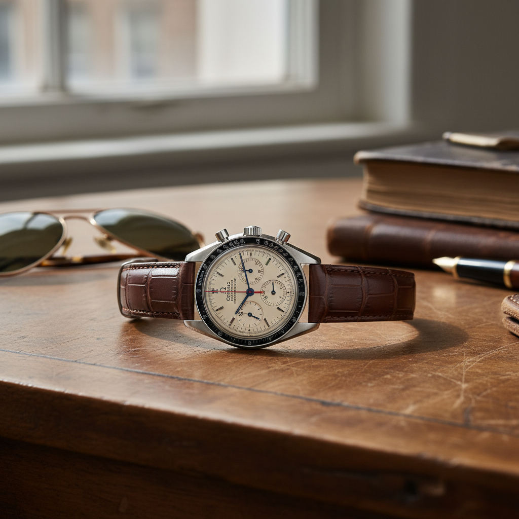 Relógio cronógrafo masculino com pulseira de couro em estilo casual clássico