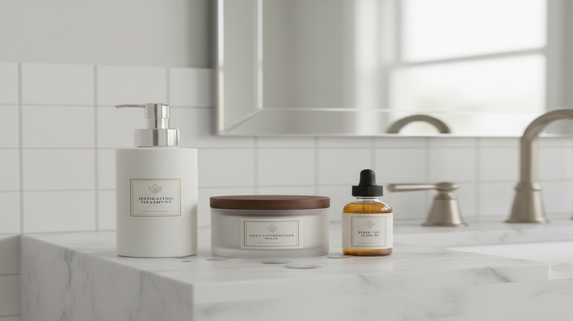 Produtos para tratar cabelo ressecado masculino: shampoo, condicionador e máscara