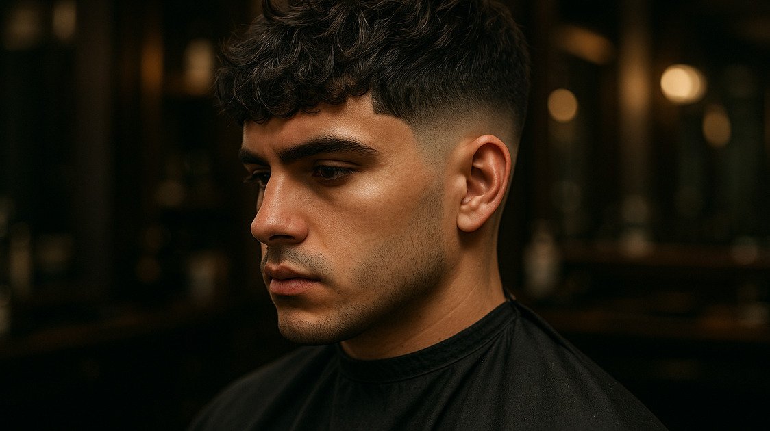 Variação de edgar cut masculino com textura no topo
