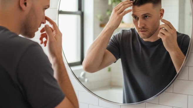 Homem finalizando high fade masculino com pomada matte