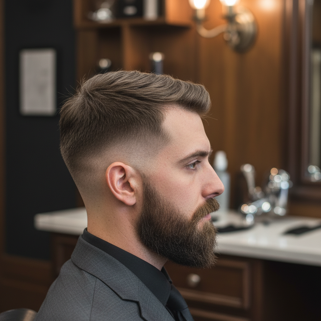 Skin fade masculino em barbearia