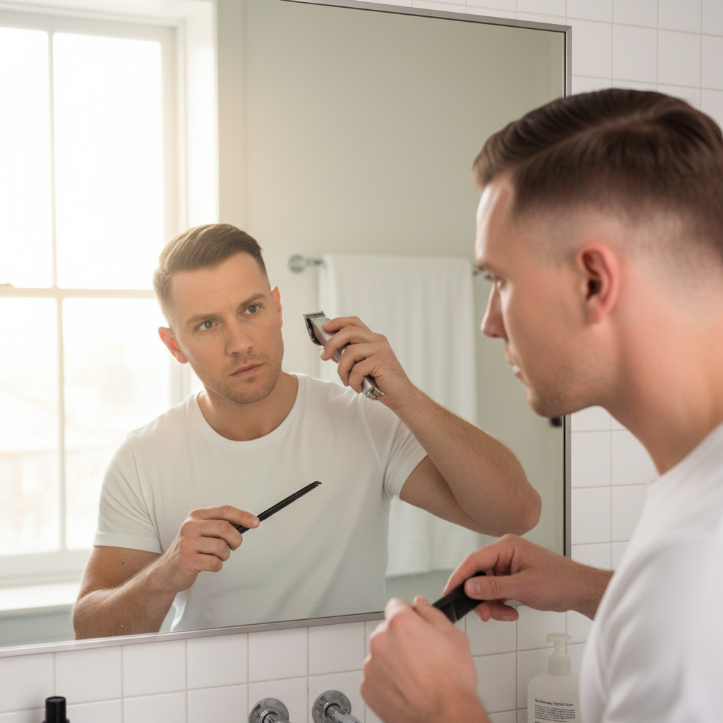 Manutenção do skin fade masculino em casa