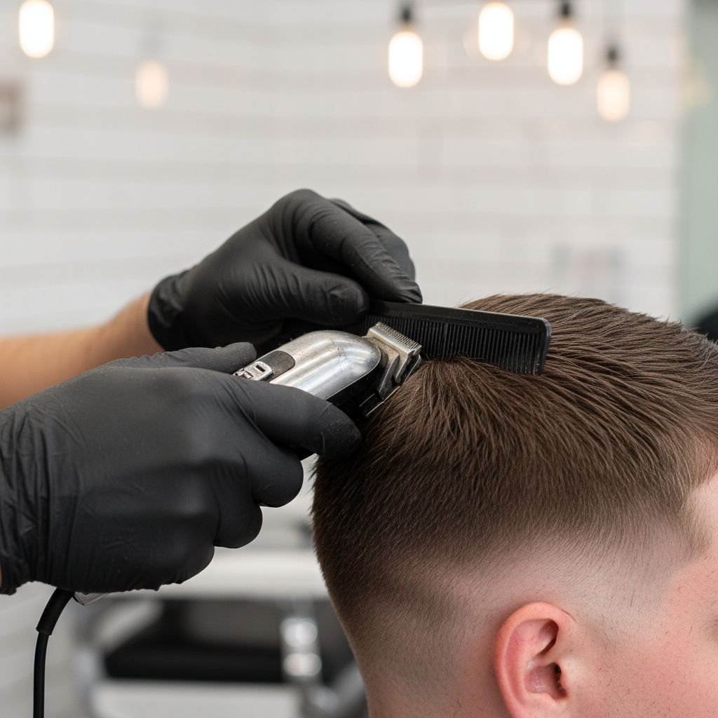 Barbeiro finalizando skin fade masculino