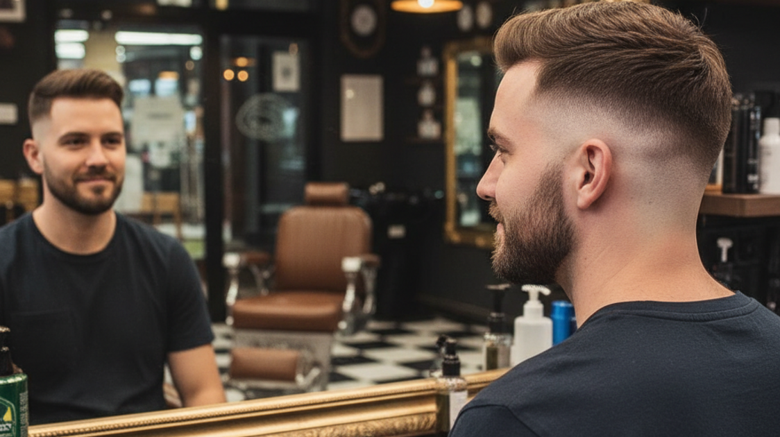 Finalização do mullet burst fade masculino com textura no topo