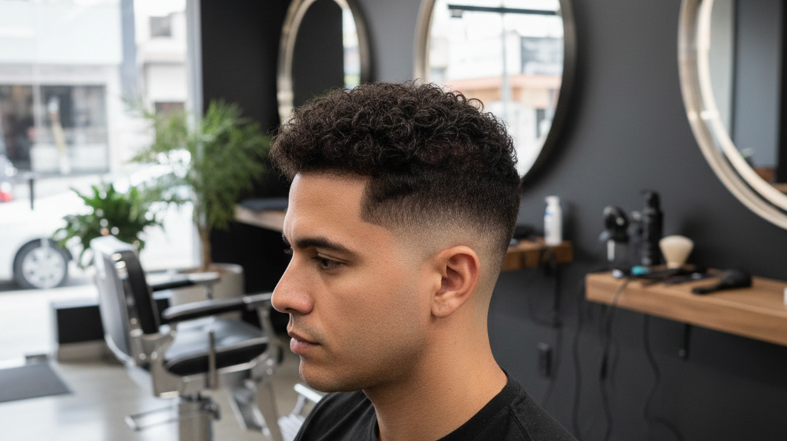 Mullet burst fade masculino com acabamento moderno