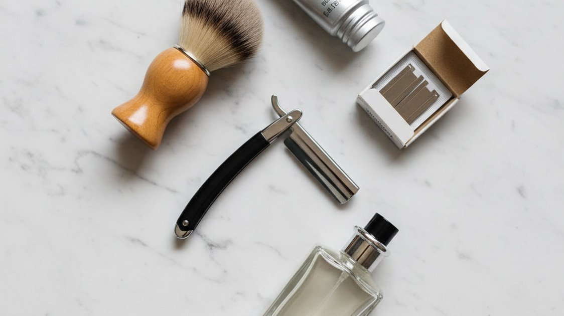 Kit de barbear com navalha completo