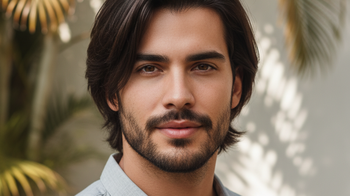 Homem com cabelo liso progressiva