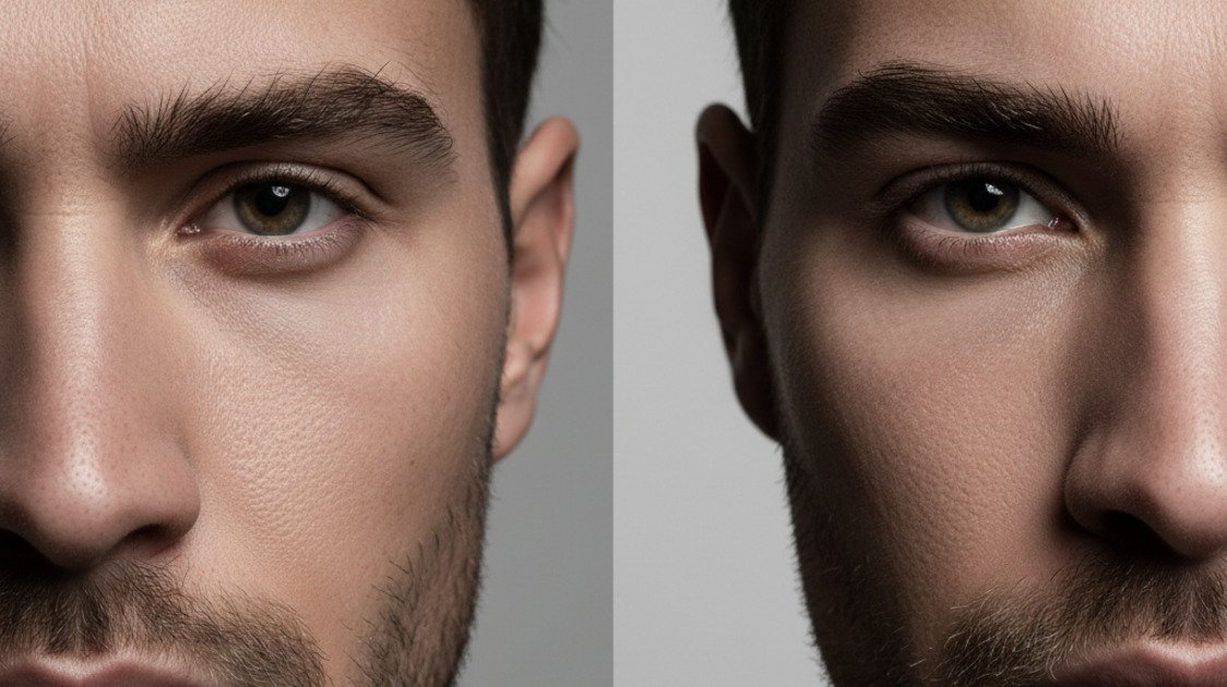 Tipos de sobrancelha masculina — grossa, reta, arqueada